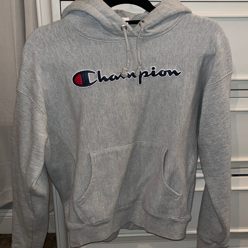 Grey cross-weave champion hoodie
